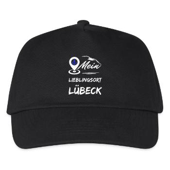 Lübeck mein Lieblingsort-Hansestadt Lübeck-Möwe - Kinder Basecap - Schwarz - Vorne