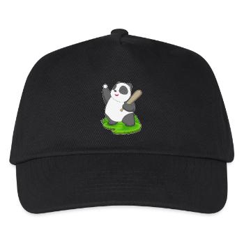 Panda Baseball Baseballschläger - Kinder Basecap - Schwarz - Vorne