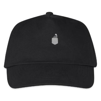 Fake Pocket Afrikanischer Grauer Papagei Lustiger Vogel Neuheit - Kinder Basecap - Schwarz - Vorne