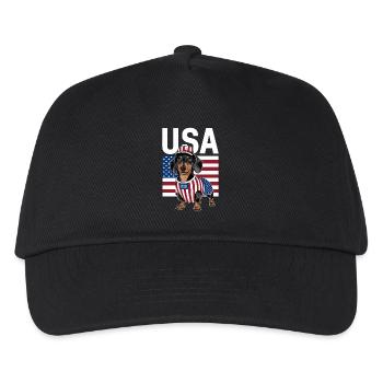 Dachshund In Costumes United States Flag - Kids’ Baseball Cap - black - Front