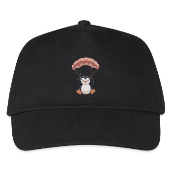 Niedlicher Pinguin Mit Fallschirm - Kinder Basecap - Schwarz - Vorne