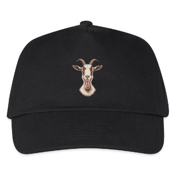 Funny goat with tongue hanging out - Kids’ Baseball Cap - black - Front