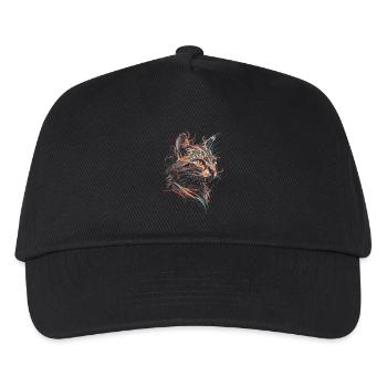 Cat Art Drawing Abstract Animal Illustration - Kids’ Baseball Cap - black - Front