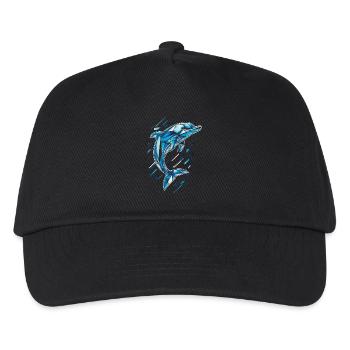 Geometric Dolphin in Blue Tones - Kids’ Baseball Cap - black - Front