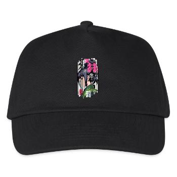 Ver.1 - Geometrische Frau, traditioneller Ninja - Kinder Basecap - Schwarz - Vorne