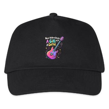 Mädchen mit Gitarre Power - Kinder Basecap - Schwarz - Vorne