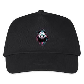 Geometrischer Panda Kunstwerk - Kinder Basecap - Schwarz - Vorne