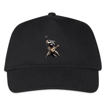 Funny Rock Guitar Raccoon Music Animal Lover - Kids’ Baseball Cap - black - Front