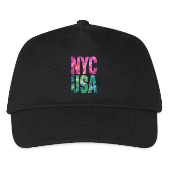 NYC USA Souvenir Aquarell Kunstwerk - Kinder Basecap - Schwarz - Vorne