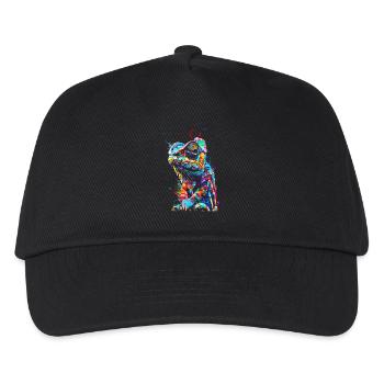 Chamäleon Motiv Tier Tierliebhaber Reptilien Echse - Kinder Basecap - Schwarz - Vorne