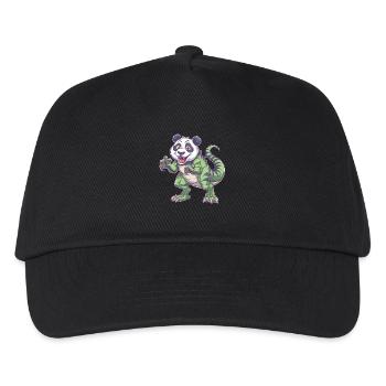 Dino Dinosaurier T-Rex Panda Fabeltier Skurril - Kinder Basecap - Schwarz - Vorne