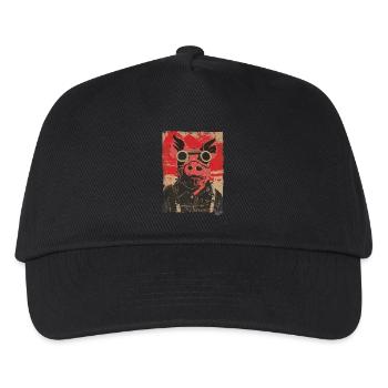 Funny Crazy Steampunk Pilot Pig - Kids’ Baseball Cap - black - Front