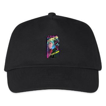 Cyberpunk Frau Geometrisch Rosa Blau Japan - Kinder Basecap - Schwarz - Vorne