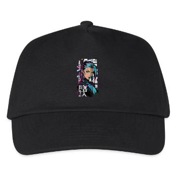 Frau cyberpunk Geometrischer Manga rosa blau japan - Kinder Basecap - Schwarz - Vorne
