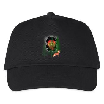Waldbewohner Fuchs Füchse Sonnenuntergang Märchen - Kinder Basecap - Schwarz - Vorne