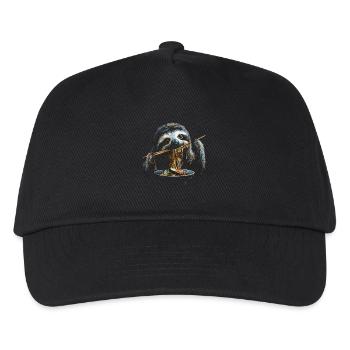 Lustiges Faultier Kunst Tier Sloth Ramen Nudel - Kinder Basecap - Schwarz - Vorne