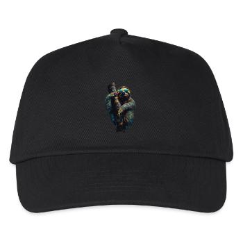 Lustiges Faultier Kunst Tier Sloth Wildtier Tiere - Kinder Basecap - Schwarz - Vorne