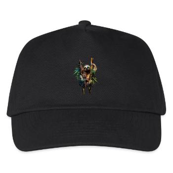 Lustiges Faultier Kunst Tier Sloth Wildtier Tiere - Kinder Basecap - Schwarz - Vorne