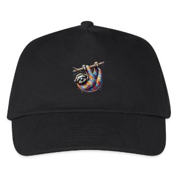 Lustiges Faultier Kunst Tier Sloth Wildtier Tiere - Kinder Basecap - Schwarz - Vorne
