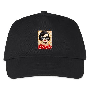 1950er Polka-Dot Pop-Art Mode Frauen - Kinder Basecap - Schwarz - Vorne
