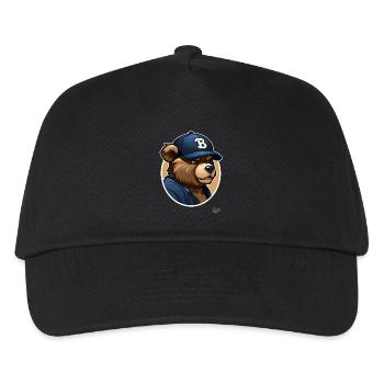 Sportlicher Sport Bär mit Baseballkappe - Kinder Basecap - Schwarz - Vorne