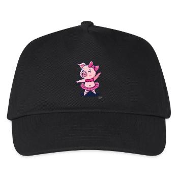 Niedliches Schweinchen Schwein als Ballerina - Kinder Basecap - Schwarz - Vorne