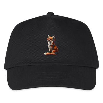Lustiges Fuchs Fox Kunst Tier Natur Wildtier Tiere - Kinder Basecap - Schwarz - Vorne