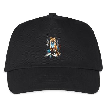 Lustiges Fuchs Fox Kunst Tier Natur Wildtier Tiere - Kinder Basecap - Schwarz - Vorne