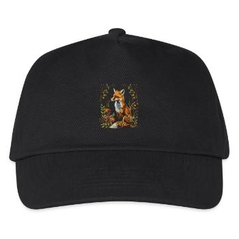 Lustiges Fuchs Fox Kunst Tier Natur Wildtier Tiere - Kinder Basecap - Schwarz - Vorne