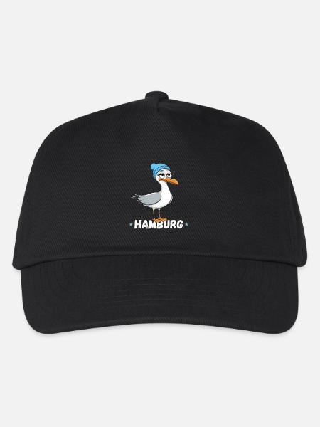 Hamburg Hamburger Möwe Beanie Nordsee Cartoon - Kinder Basecap - Schwarz