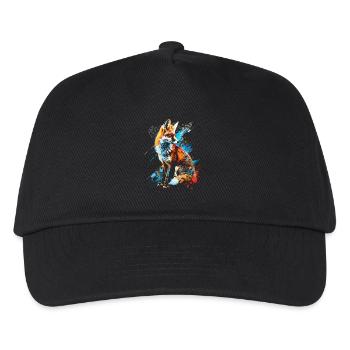 Lustiges Fuchs Fox Kunst Tier Natur Wildtier Tiere - Kinder Basecap - Schwarz - Vorne