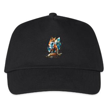 Lustiges Fuchs Fox Kunst Tier Natur Wildtier Tiere - Kinder Basecap - Schwarz - Vorne