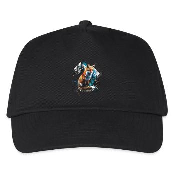 Lustiges Fuchs Fox Kunst Tier Natur Wildtier Tiere - Kinder Basecap - Schwarz - Vorne