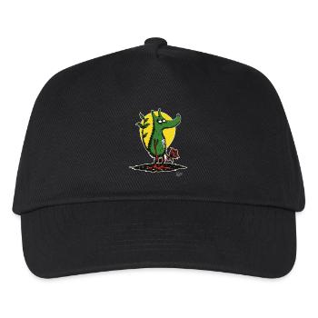 Hässliches Gartenzwerg-Monster mit einer Rose - Kinder Basecap - Schwarz - Vorne