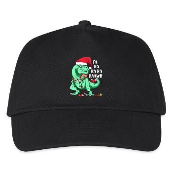 Funny T-Rex in Santa Hat FA RA RAWR Christmas Gift - Kids’ Baseball Cap - black - Front