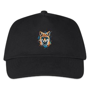Lustiges Fuchs Fox Kunst Tier Natur Wildtier Tiere - Kinder Basecap - Schwarz - Vorne