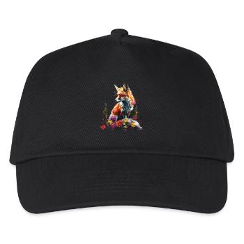 Lustiges Fuchs Fox Kunst Tier Natur Wildtier Tiere - Kinder Basecap - Schwarz - Vorne