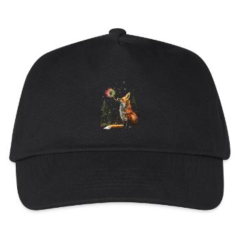 Lustiges Fuchs Fox Kunst Tier Natur Wildtier Tiere - Kinder Basecap - Schwarz - Vorne