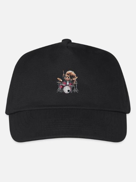 Cooles Rockin' Eichhörnchen Schlagzeuger - Kinder Basecap - Schwarz