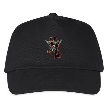 Girafe motif animal animal amoureux des écouteurs Art - Casquette de baseball Enfant - noir - Devant