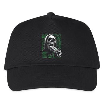 Hacker Skull Eating Dollar - Anarchy & Corruption - Kids’ Baseball Cap - black - Front