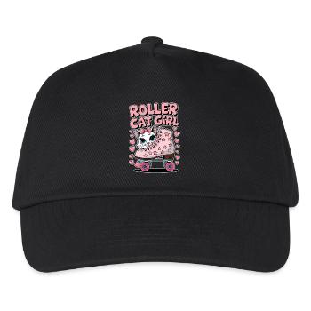 Roller Cat Girl Skating Girl Roller Skates Gift - Kids’ Baseball Cap - black - Front