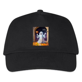 Fröhliches Gespenst mit Kürbis Cheerful Ghost with - Kinder Basecap - Schwarz - Vorne