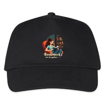 Leseratte Bücherwurm an einem Bücherregal - Kinder Basecap - Schwarz - Vorne
