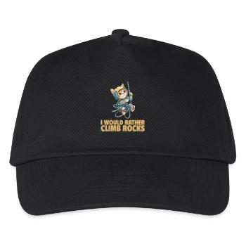 I would rather climb rocks rock climbing cat - Kids’ Baseball Cap - black - Front