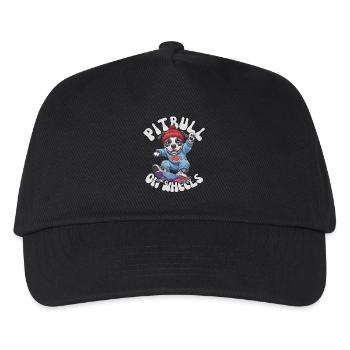 PITBULL on Wheels - Skater Streetwear Outfit - Kinder Basecap - Schwarz - Vorne