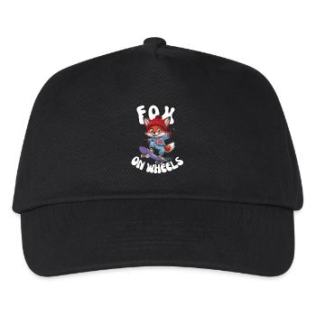 Fox on Wheels - Skater Streetwear Style Skateboard - Kids’ Baseball Cap - black - Front
