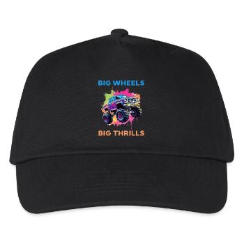 Big Wheels big thrills funny Truck Cars Sayings - Kinder Basecap - Schwarz - Vorne