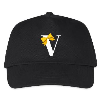 Letter V yellow bow - Kids’ Baseball Cap - black - Front
