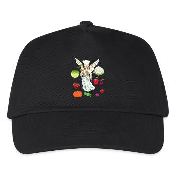 Engel himmlisch kochen Gemüse Kochkunst Köche - Kinder Basecap - Schwarz - Vorne